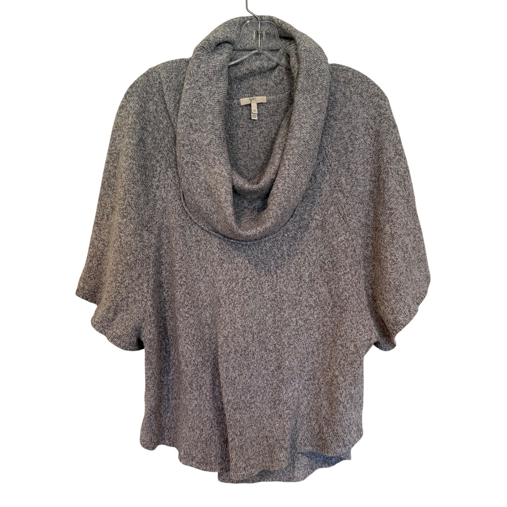 Joie Knit Cowl Neck Poncho Linen Blend Sweater Womens XS Gray Career Boho Hippie